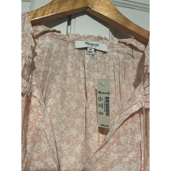 Women's Madewell 100% Silk Blush Floral Blouse - Picture 3 of 3